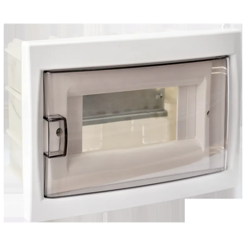 Щит распределительный встраиваемый с 0 шиной 8м пластиковый белый прозрачная дверь БЕЛТИЗ БОКС КНС-8Д