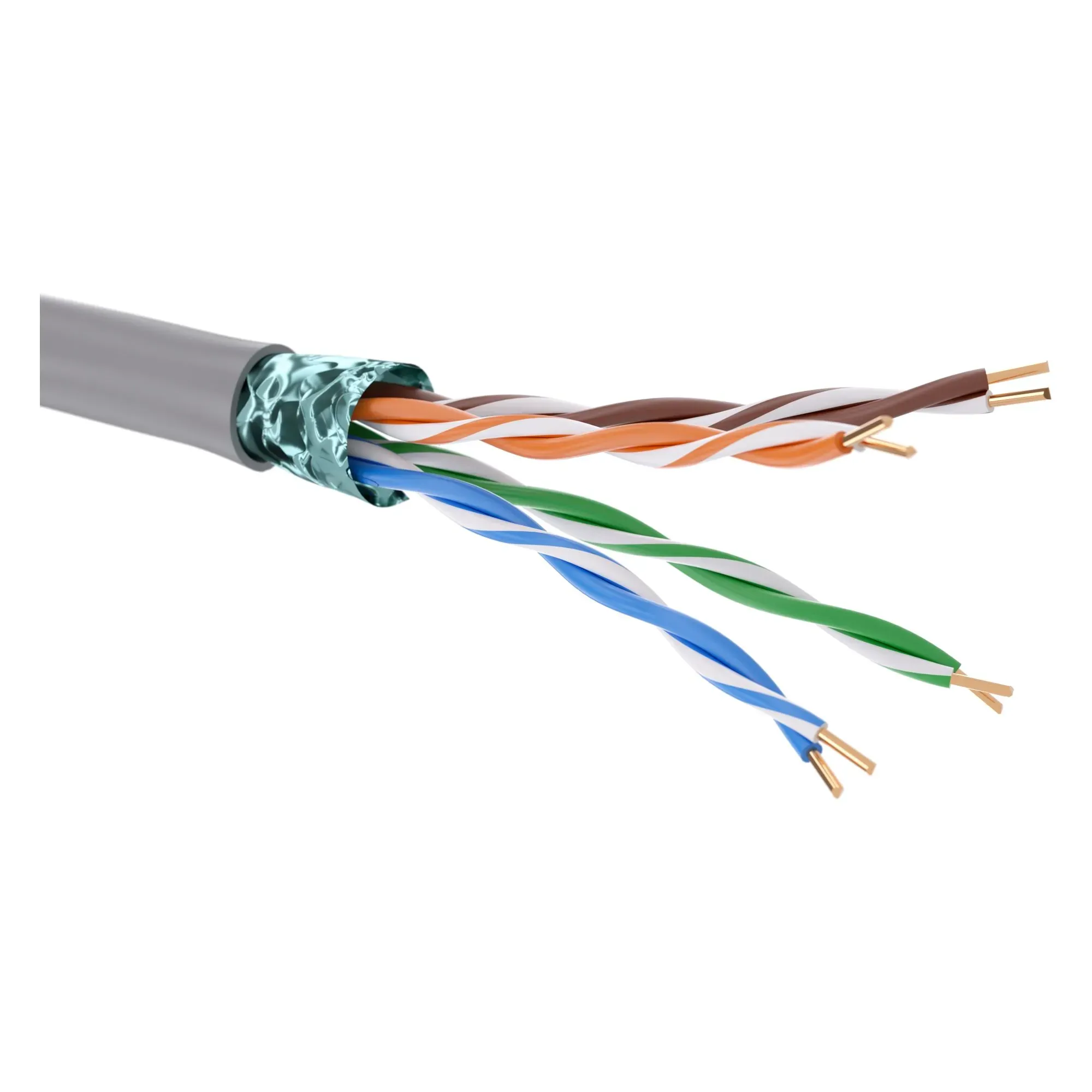 Витая пара категории 5E экранированный F/UTP, 4 пары, нг(А)-HF, цвет внешней оболочки серый, катушка 305 м