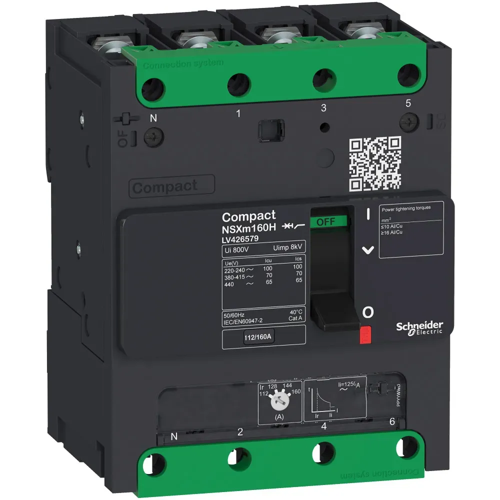 Выключатель автоматический 4П4Т NSXm 16kA TM125D каб.наконеч./шины Dekraft lv426178