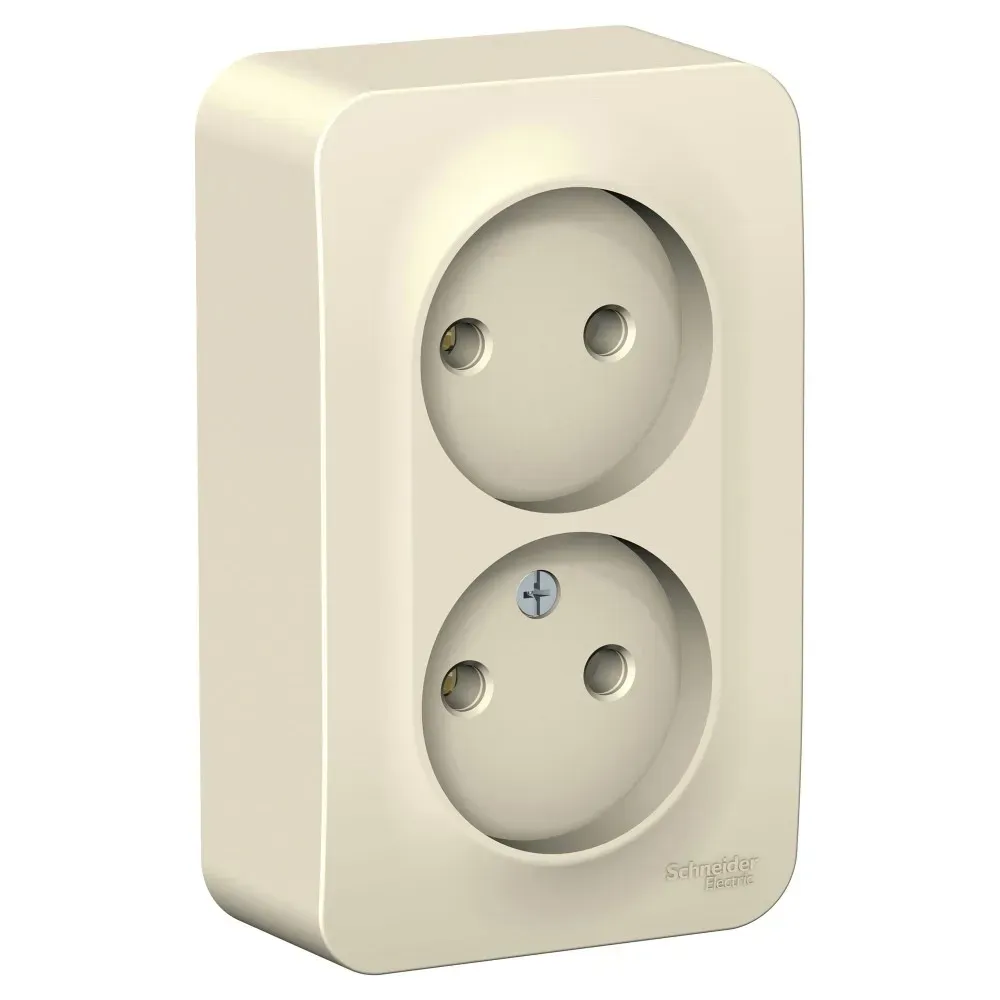 BLANCA  розетка наружная  двойная без зазем. без штор. изол.пл., 16А, 250В, молоч., рос SE (Потенциал) BLNRA000212