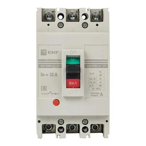 Выключатель автоматический трехполюсный ва-99м/63 32а 20ка рэ320а EKF MCCB99-63-32M