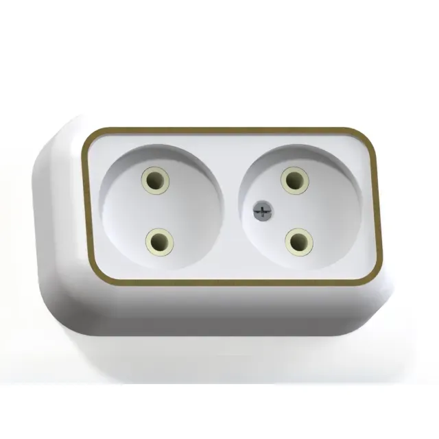 Валентина Розетка 2 поста наружная белый/ золото РА10-382 Кунцево 5417