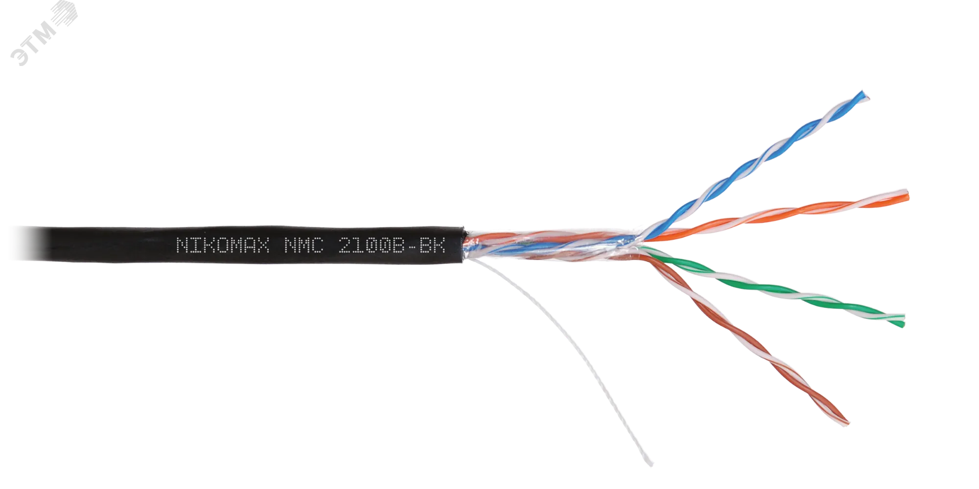 Витая пара U/UTP 4 пары Кат 5e solid BC AWG24 (0.50мм) OUT PE черный 305м