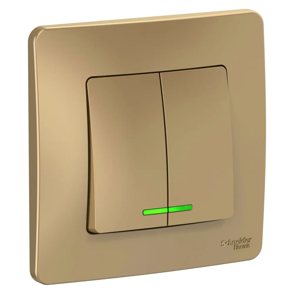 BLANCA скрытой установки двухклавишный выключатель (cх.5) с подсветкой, 10A, 250B, титан SE (Потенциал) BLNVS010514