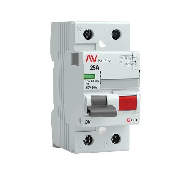 Устройство защитного отключения DV 2P 25А/300мА (AC) AVERES EKF rccb-2-25-300-ac-av