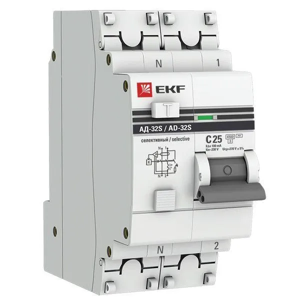 Автомат дифференциальный ад-32 (селективный) 1p+n 25а/100ма proxima EKF DA32-25-100S-PRO