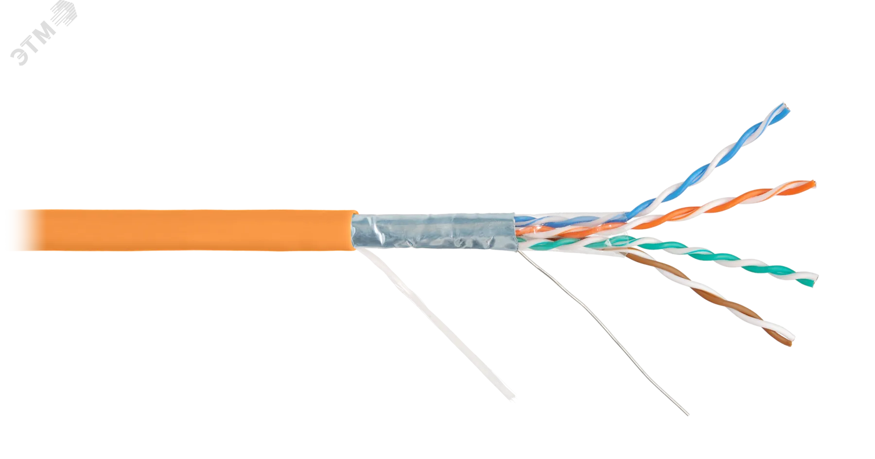 Витая пара F/UTP 4 пары Кат 5e solid BC (0.50мм) IN LSZH нг(A)-HFLTx оранжевый 305м