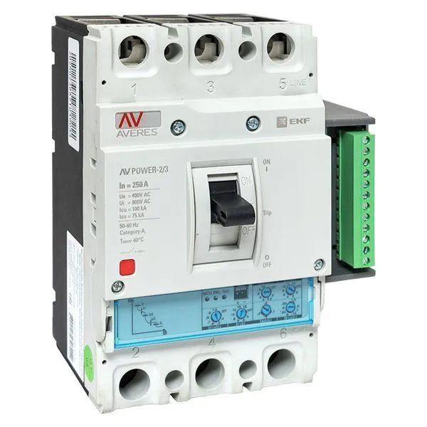 Автоматический выключатель av power-2/3 250а 100ka etu2.2 averes EKF MCCB-23-250H-2.2-AV