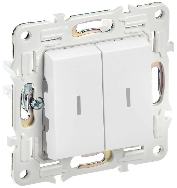 SKANDY Выключатель 2-клавишный проходной с индикацией 10А SK-V10W арктический белый IEK IEK SK-V22-1-10-K01