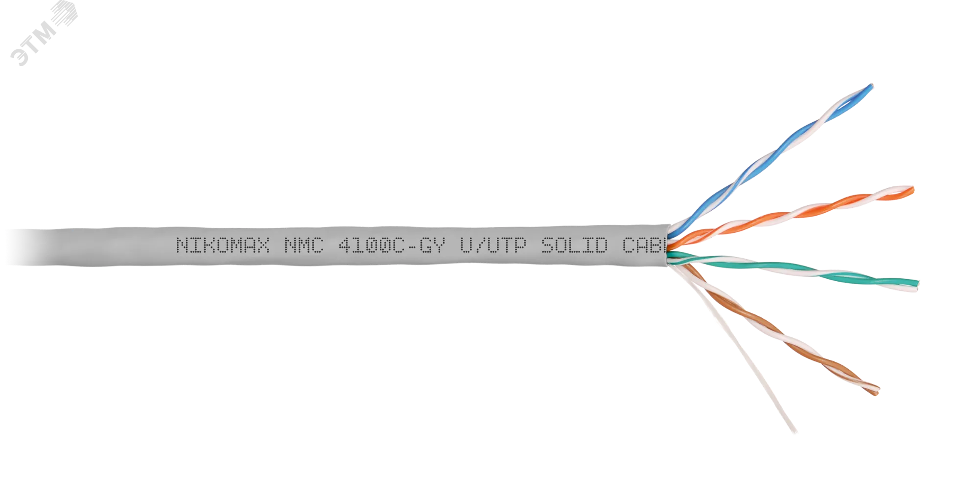 Витая пара U/UTP 4 пары Кат 5e solid BC AWG24 (0.51мм) IN LSZH нг(А)-HF серый 305м