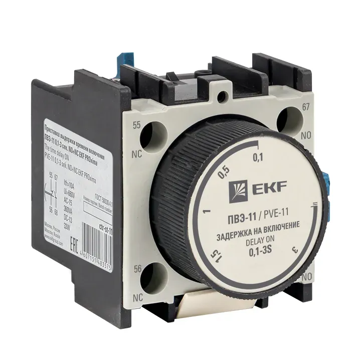 Приставка выдержки времени включения ПВЭ-11 0.1-3сек NO+NC EKF ctr-st-11