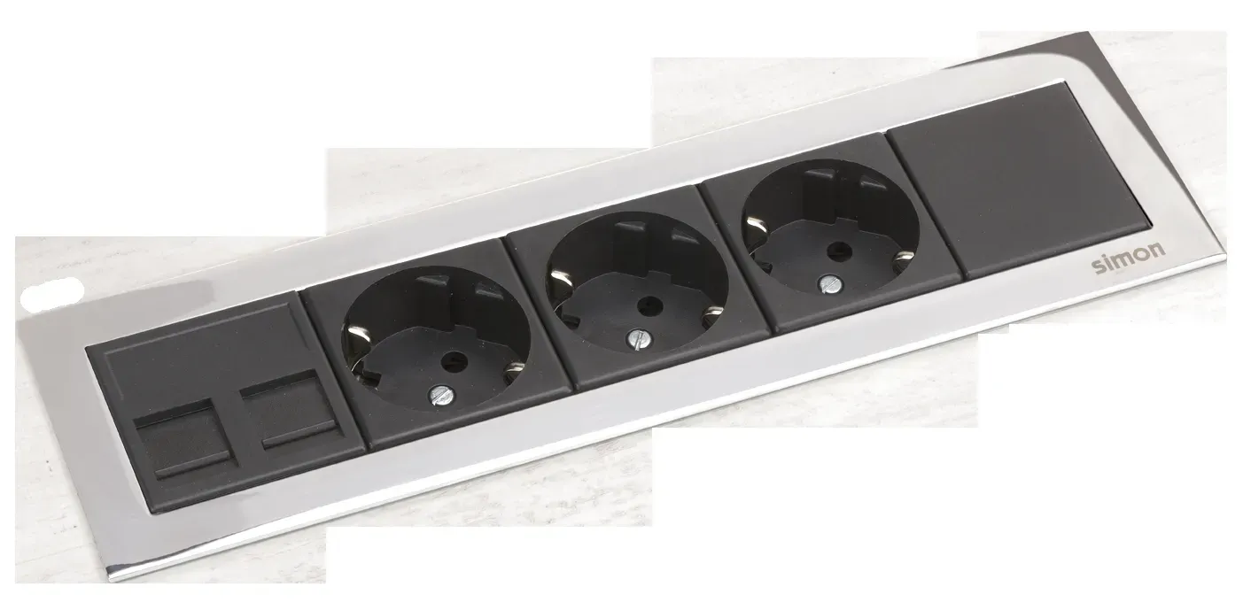 Connect Офиблок LINE на 4 модуля К45 4 выхода для кабеля графит Simon KFC134-14