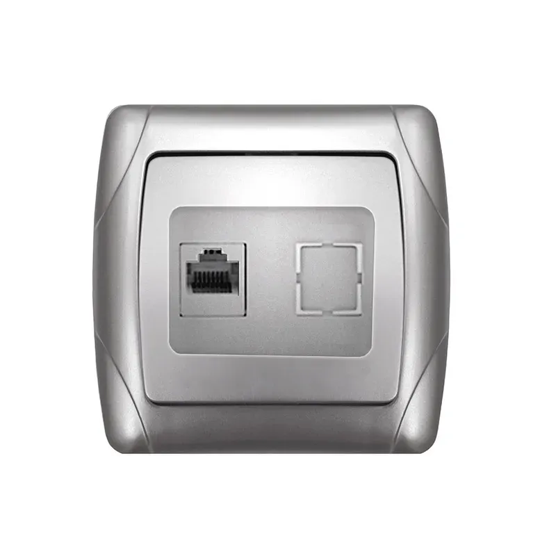 Маргарита розетка компьютерная RJ45, серебро (еврослот) Универсал М0035-S
