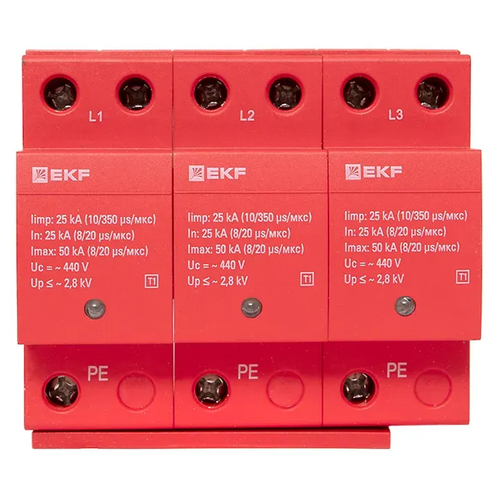 УЗИП Класс 1 Iimp 25kA (10/350?s) 3P EKF spd-t1-3p