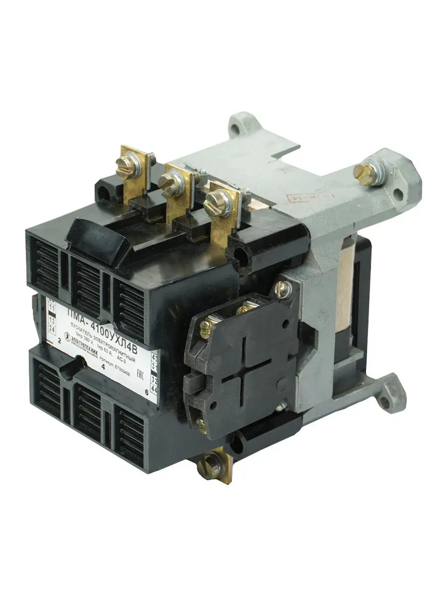 Пускатель электромагнитный ПМА-4100 УХЛ4 В, 110В/50Гц, 2з+2р, 63А, нереверсивный, без реле, IP00, пускатель электромагнитный Электротехник ET000408