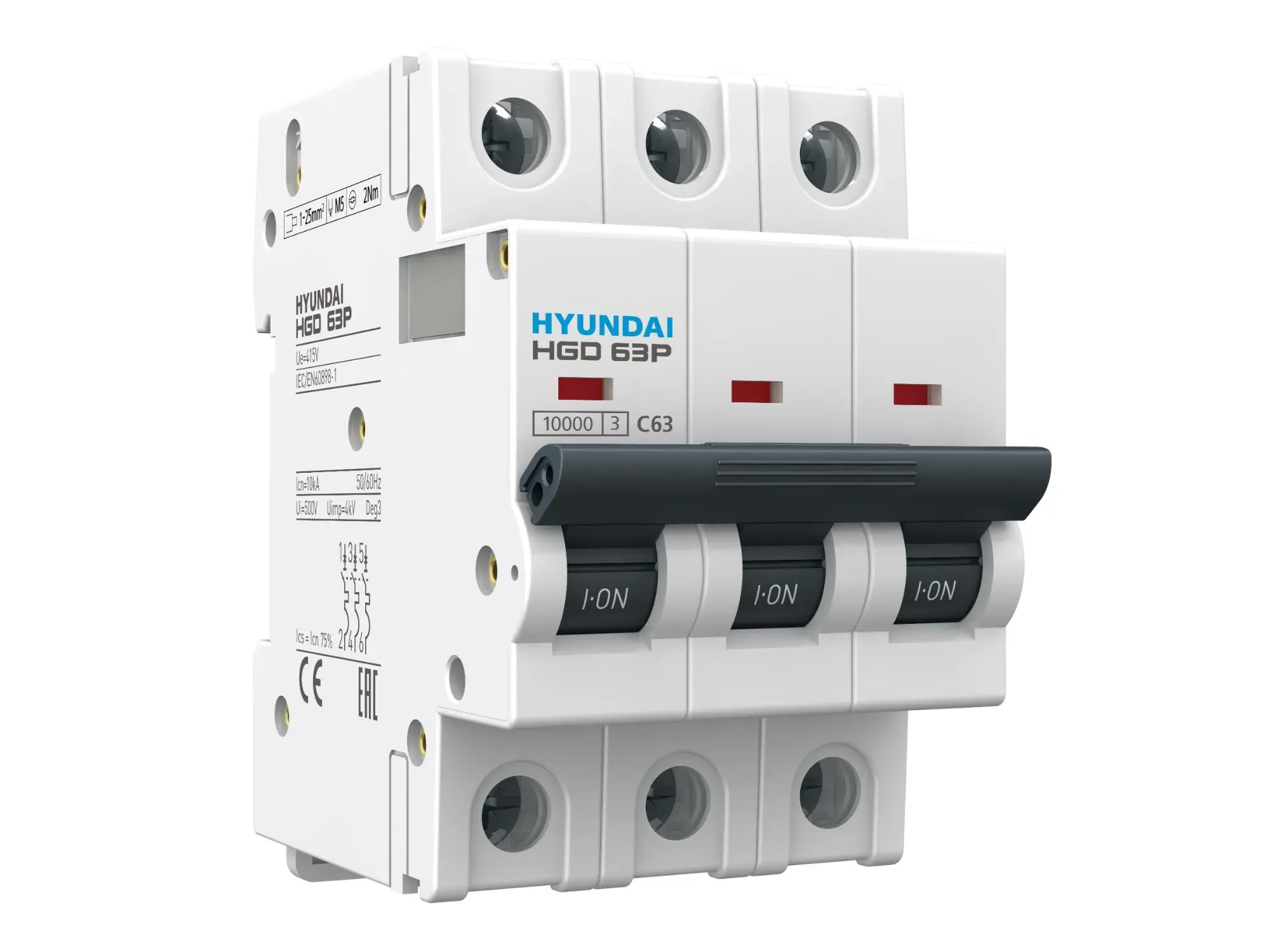 Выключатель автоматический модульный трехполюсный 3а d 10ка standard hgd HD HYUNDAI ELECTRIC HGD63P3PMDS0000C00003_C