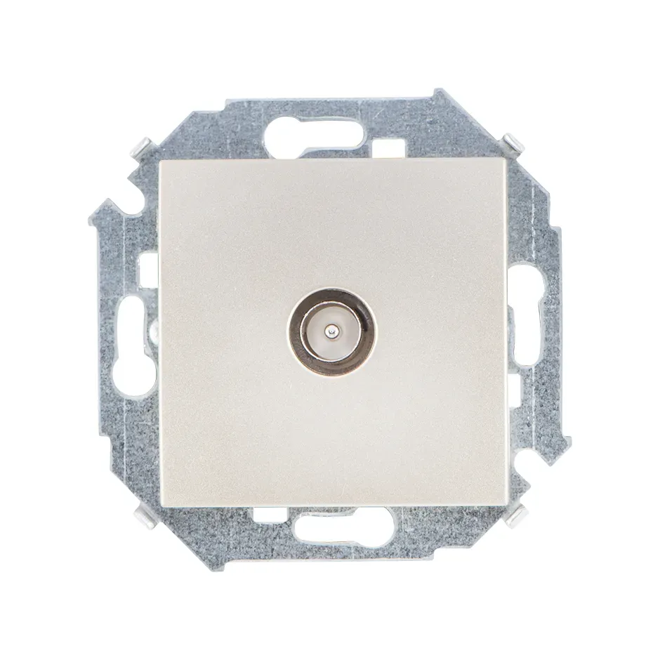 15 Розетка телевизионная скрытая винтовые зажимы шампань Simon 1591475-034