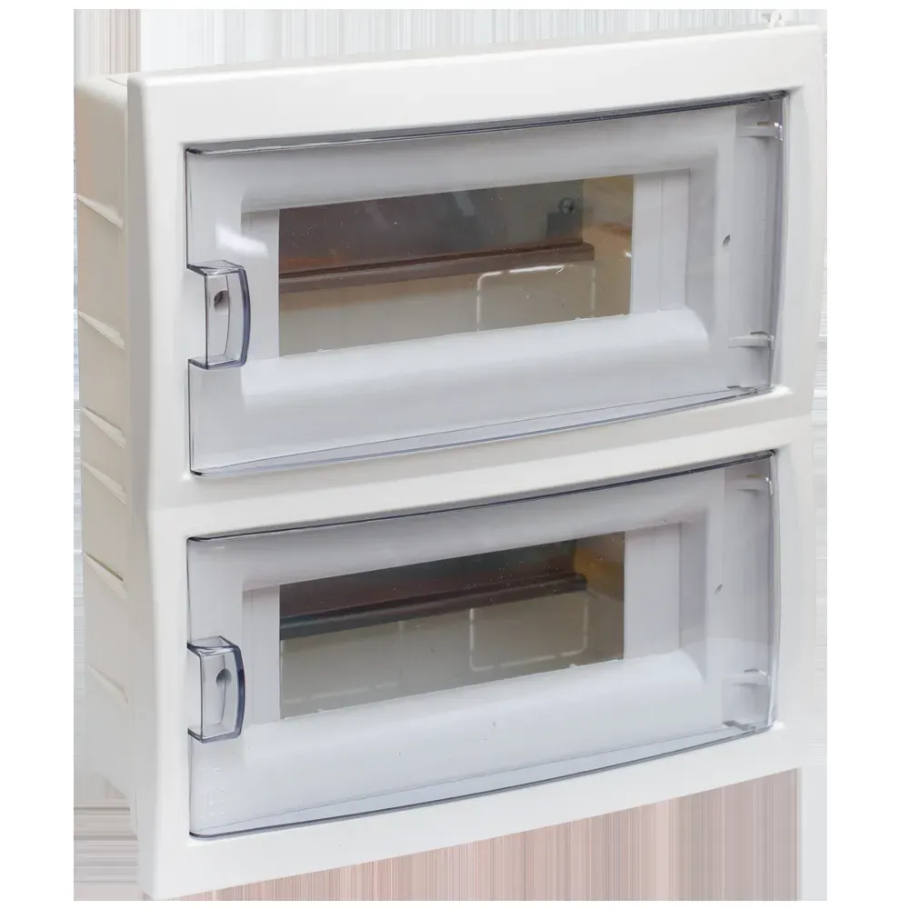 Щит распределительный встраиваемый кнс-24д  с 0 шиной 24м пластиковый белый прозрачная дверь БЕЛТИЗ БОКС КНС-24Д