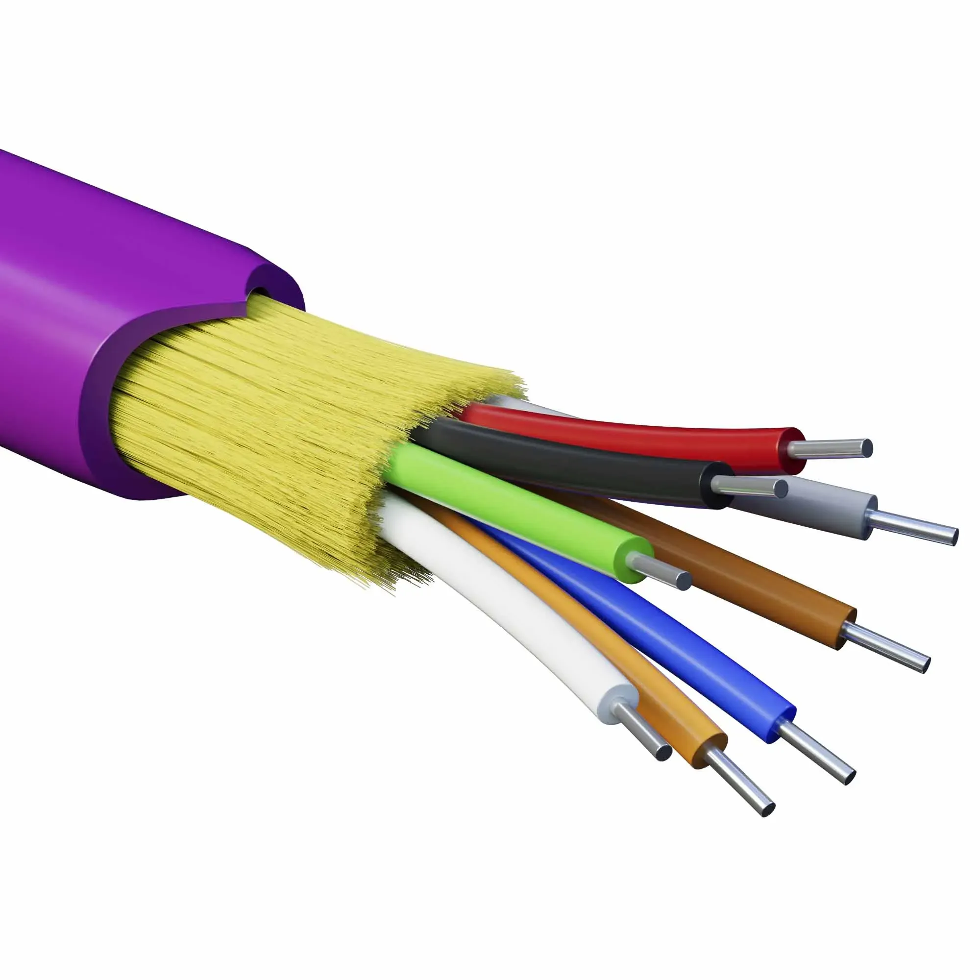 Кабель волоконно-оптический, распределительный, арамидные упрочняющие нити, для внутренней прокладки, нг(А)-HF, 8 ОВ, категория OM4(G.651.1) плотный буфер, 0,4 кН, барабан 2000 м