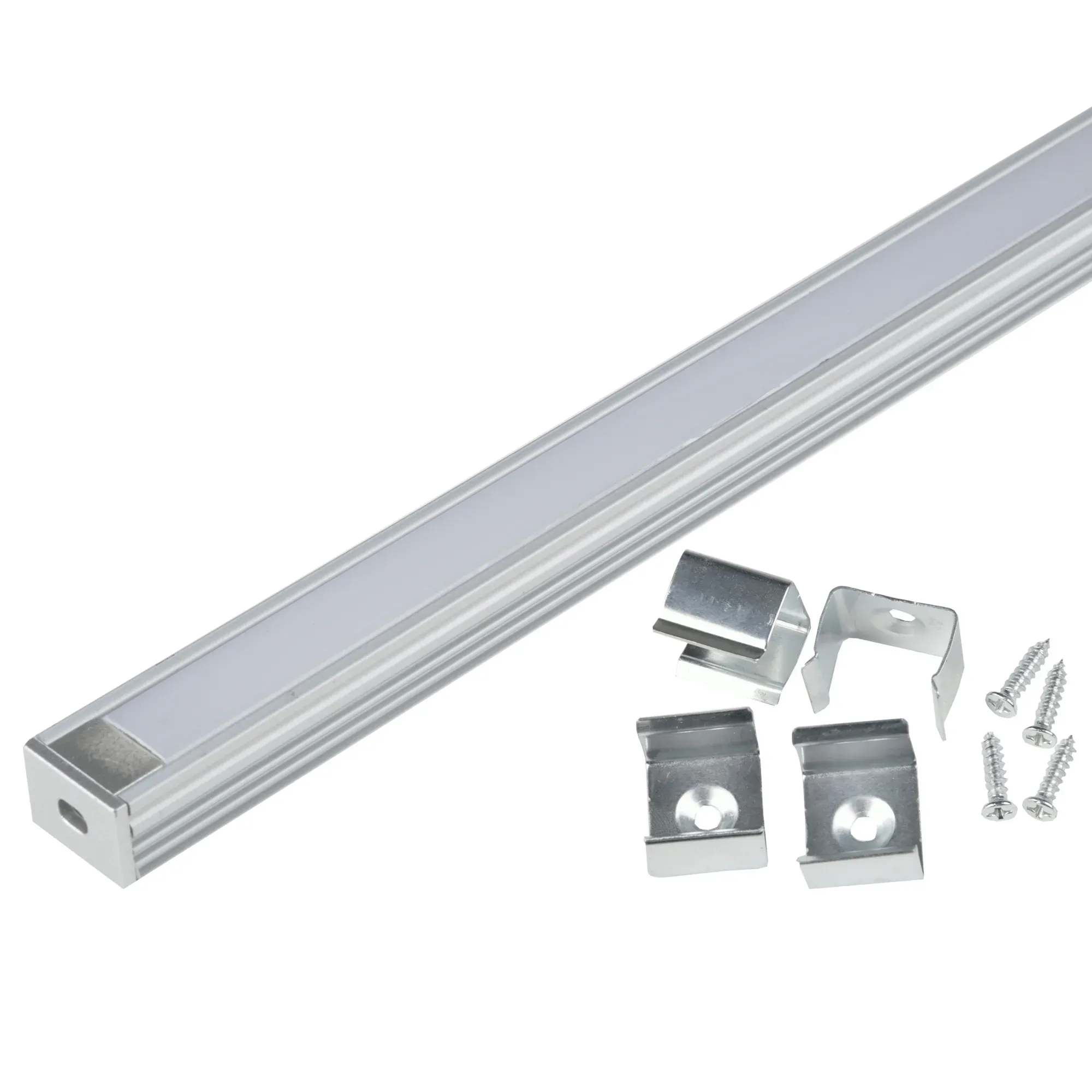 Накладной алюминиевый профиль с матовым рассеивателем,UFE-K10 SILVER/FROZEN 200 POLYBAG 200 см. 2 заглушки+4 крепежа в/к.. ТМ Uniel Uniel UL-00005029