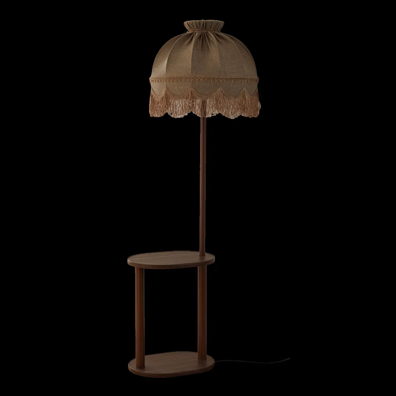 Светильник напольный НТБ 11-60-103 овал орех с абажуром Ретро лён капучино ЭРКАДО 301495