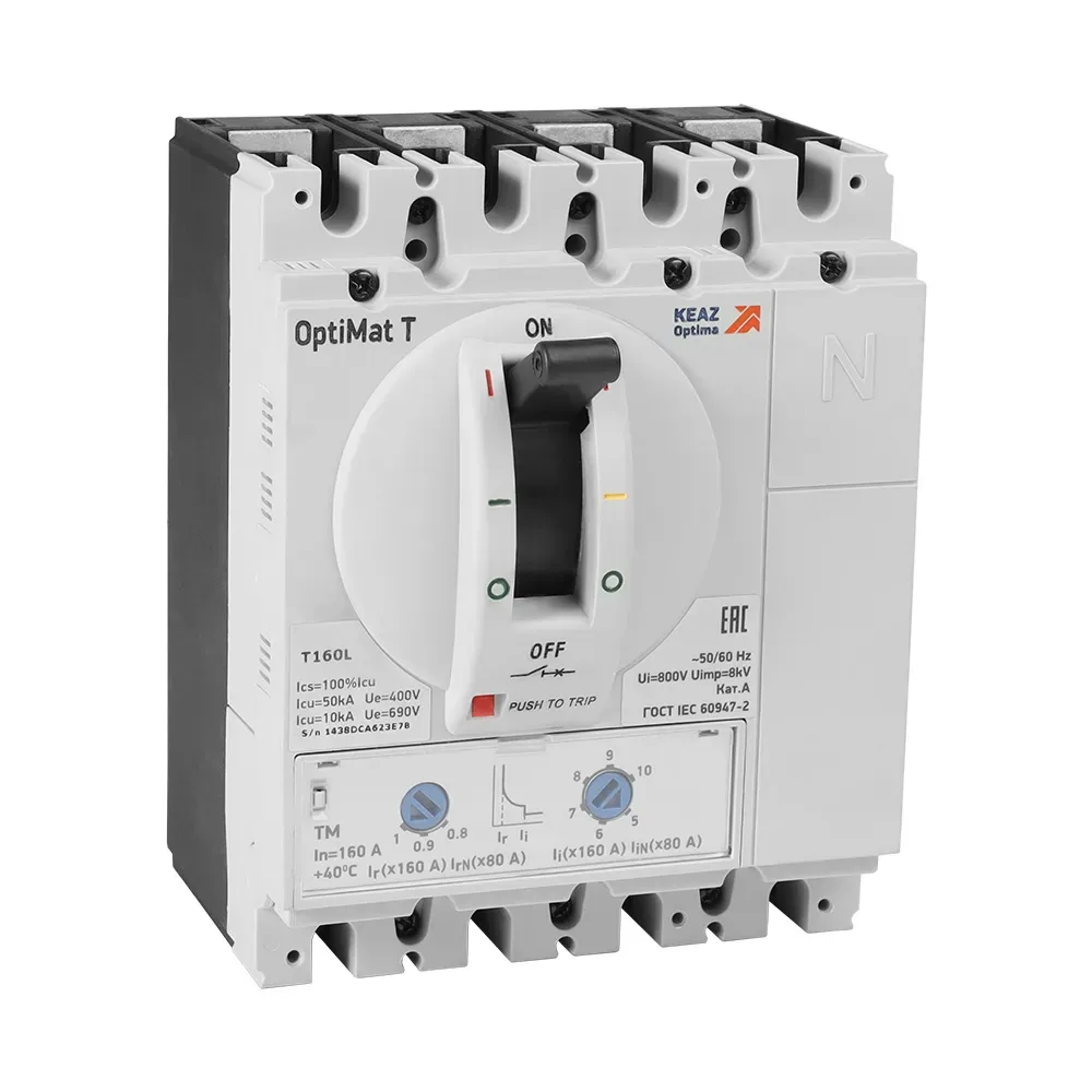 Выключатель автоматический optimat t160s tm 160a 4p КЭАЗ 356403