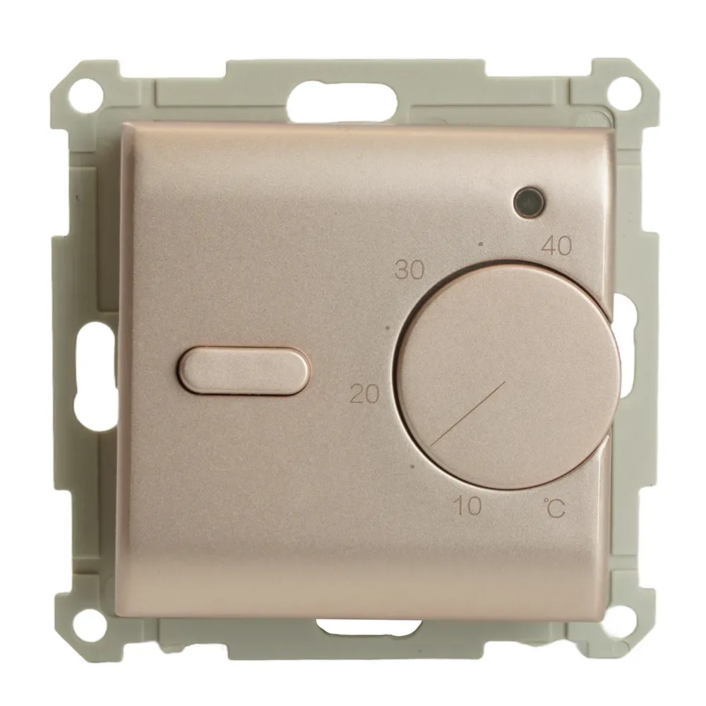 Терморегулятор механический для теплого пола (механизм) 250В 3500Вт серия Катрин шампань STEKKER