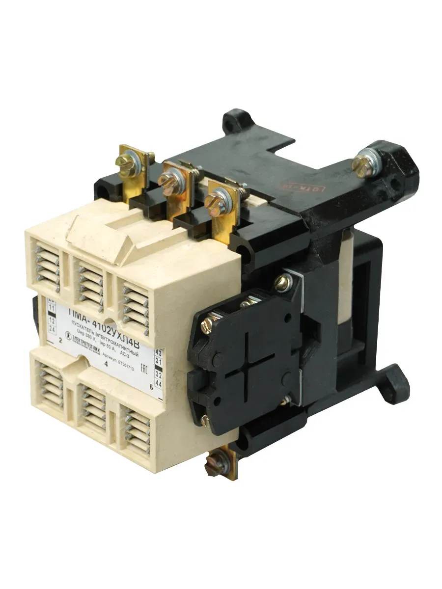 Пускатель электромагнитный ПМА-4102 УХЛ4 В, 380В, 2з+2р, 63А, нереверсивный, без реле, IP00 Электротехник ET001713