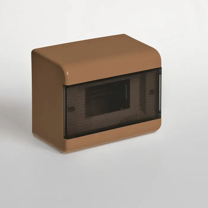 Тусо щиток открытой проводки на 6 модулей с дверью 160х132х93мм(коричневый) RUVINIL 68026К