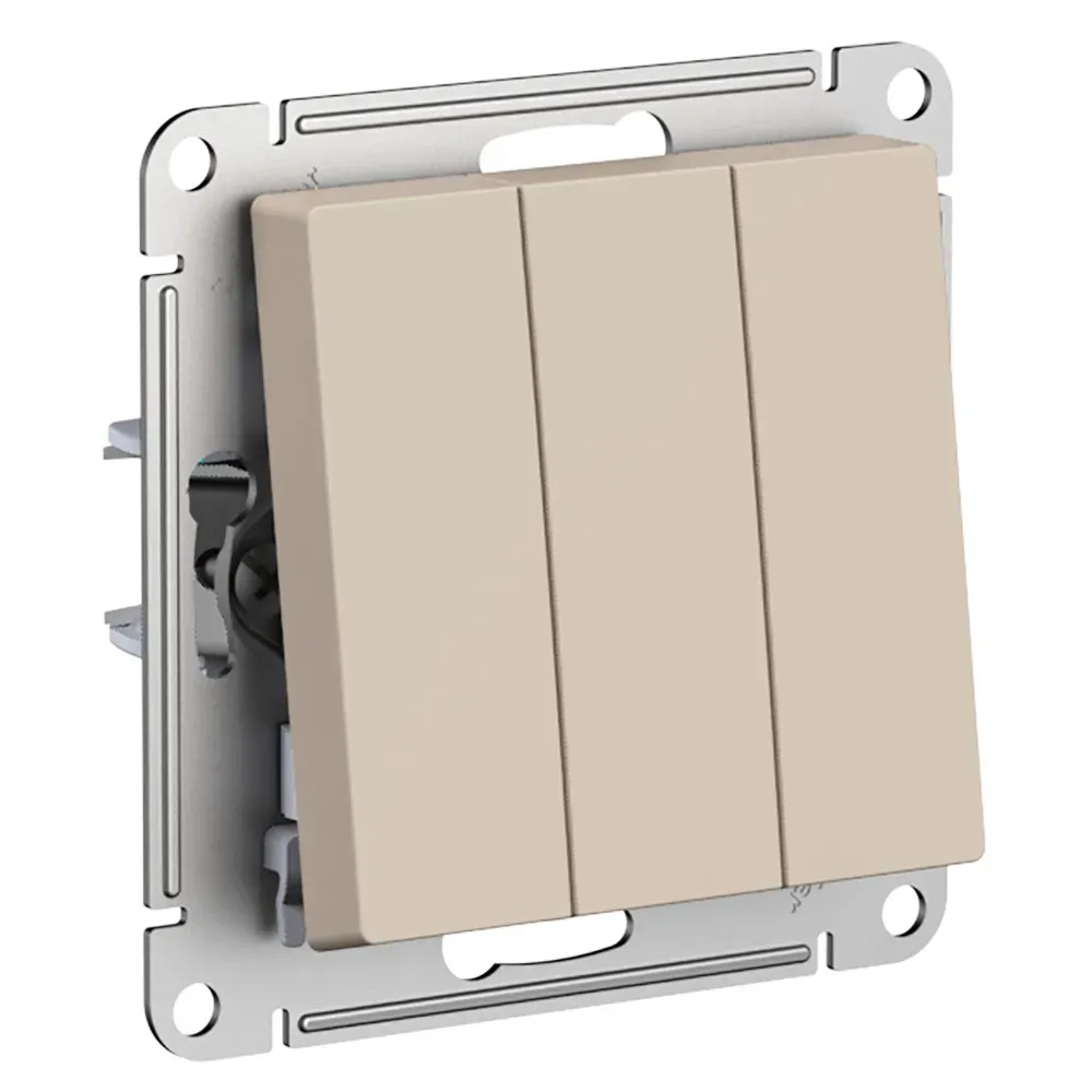 ATLASDESIGN выключатель трехклавишный, сх.1+1+1, 10АХ, механизм, ПЕСОЧНЫЙ SE (Потенциал) ATN001231