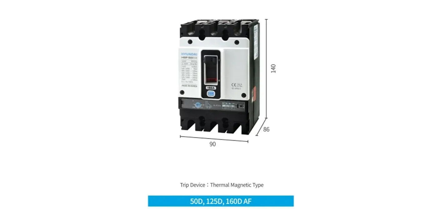 Выключатель автоматический в литом корпусе типа hgp, типоразмера 125 af, арт. hgp125dx3pt4s0000c00025f (25а, 150ка, 3 полюса, ac, расцепитель mtm-jf, уставка расцепителя 0,8-1хin, переднее подключение) HD HYUNDAI ELECTRIC HGP125DX3PT4S0000C00025F