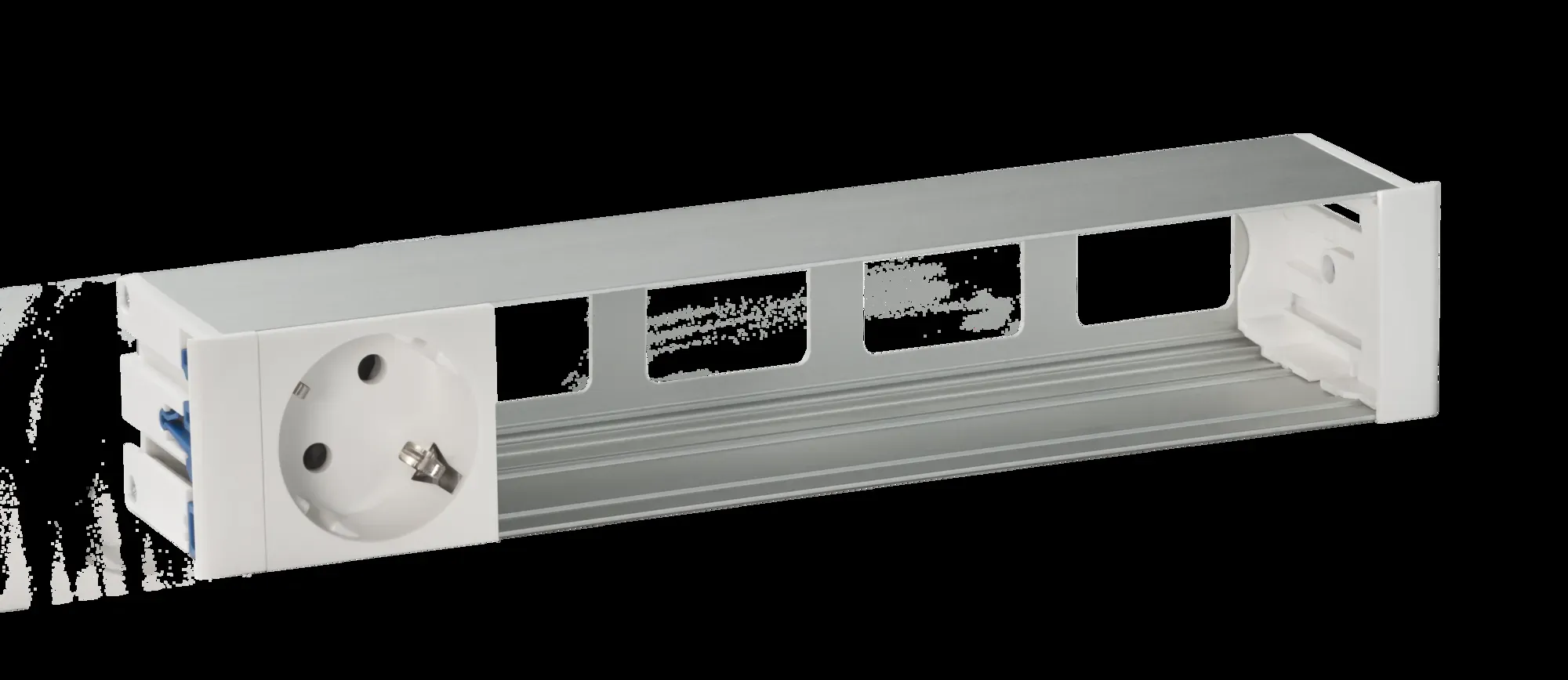 Врезной розеточный блок с крышкой, ввод щетка, 1x2P+E, 4 пустых модуля, белый, 400 Simon 44501000-130