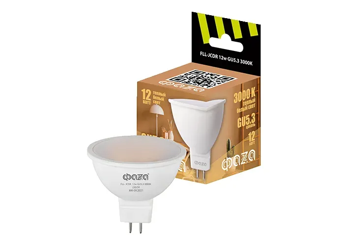 Лампа светодиодная led 12вт 3000k gu5.3 230/50 JAZZWAY 5038684
