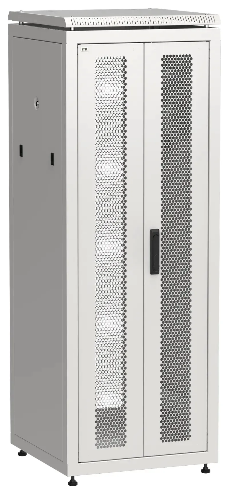 Шкаф напольный сетевой 19' linea n 33u 600х600мм передняя распашная перфорированная дверь задняя перфорированная серый ITK LN35-33U66-2PP
