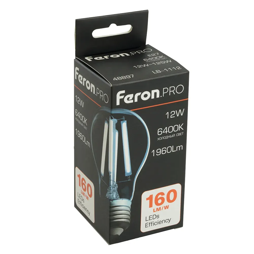 Лампа светодиодная LED 12вт Е27 дневной FILAMENT Feron.PRO