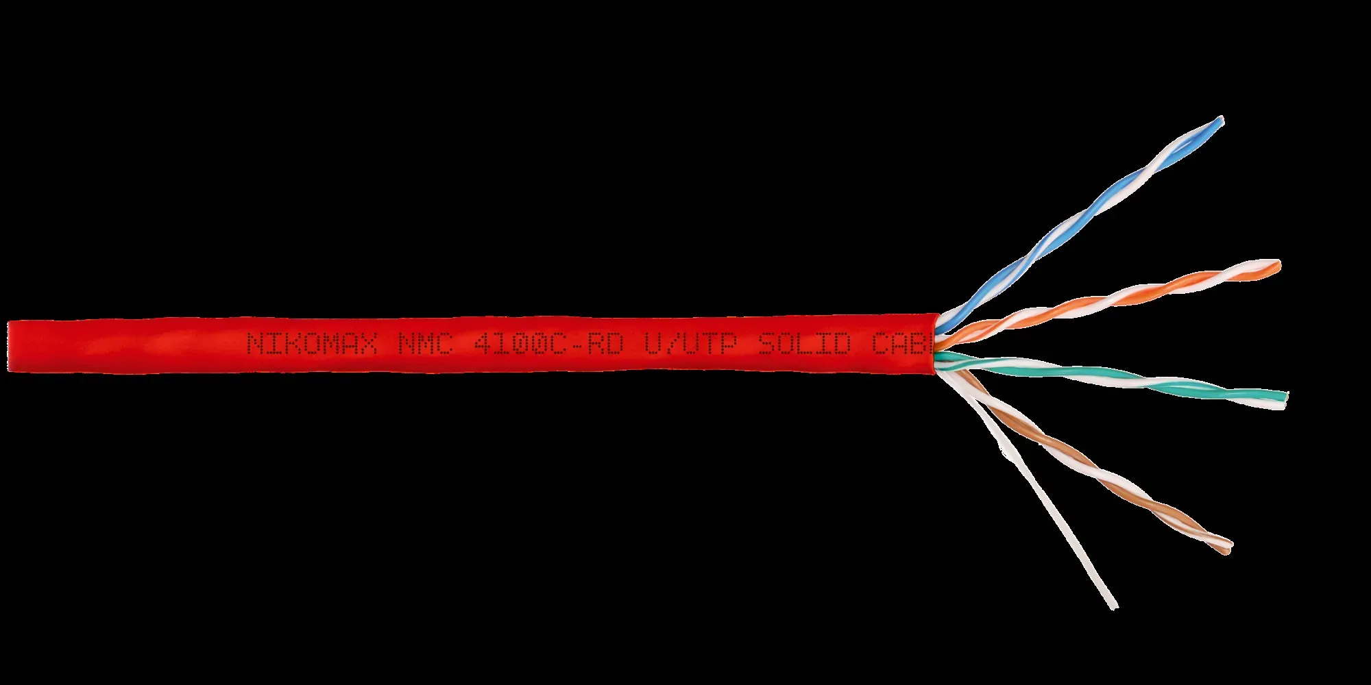 Витая пара U/UTP 4 пары Кат 5e solid BC AWG24 (0.51мм) IN LSZH нг(А)-HF красный 305м