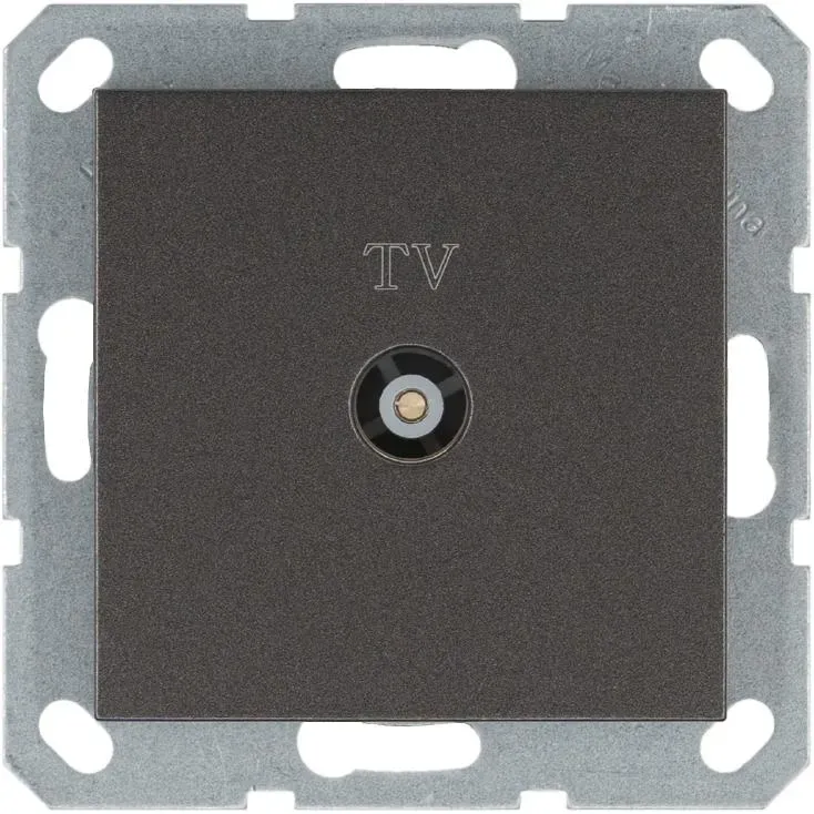 Розетка TV9.5 мм проходная с накладкой, цвет Мокко Jasmart G6002Z