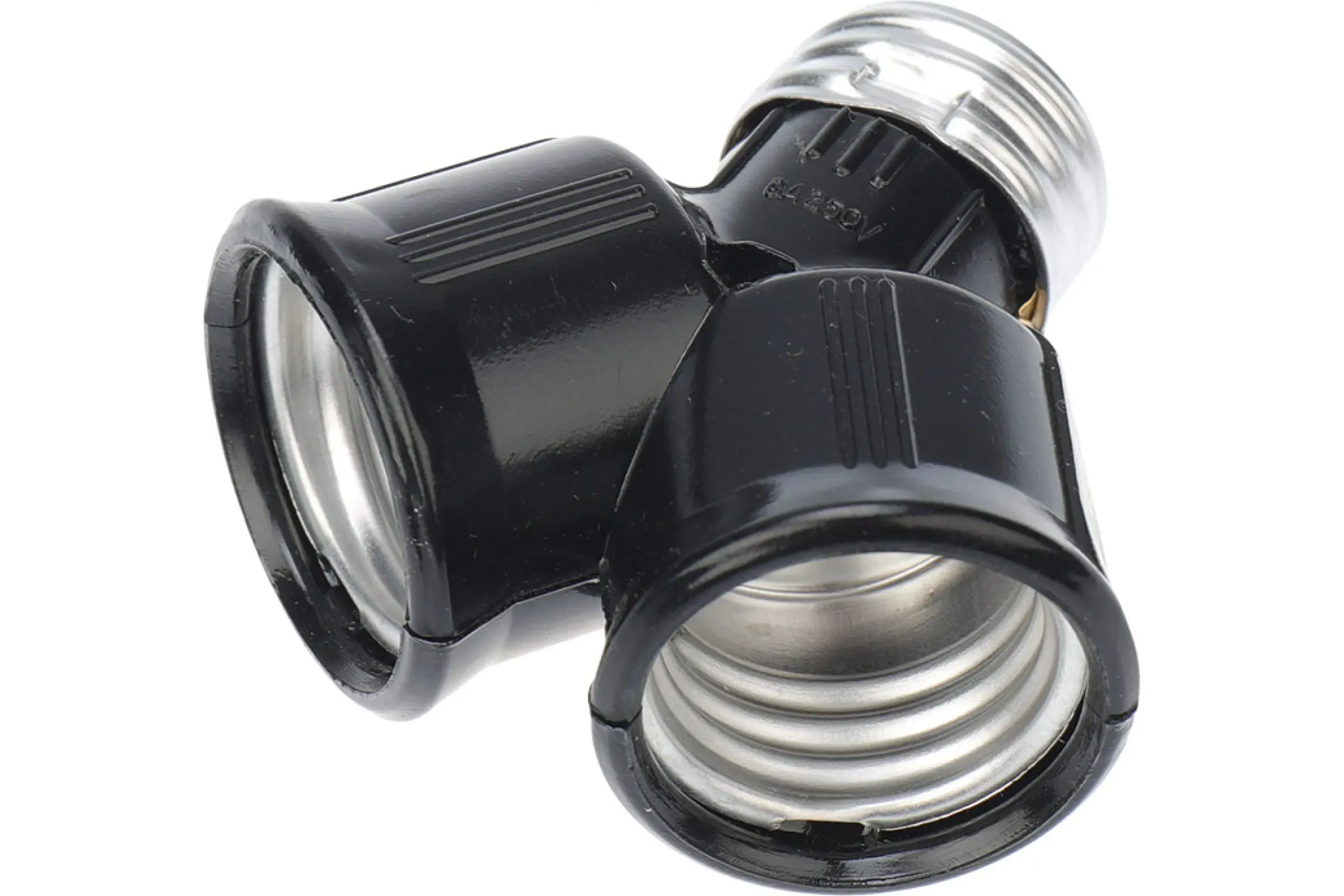 Разветвитель цокольный Е27-2хЕ27 черный REXANT 11-8860