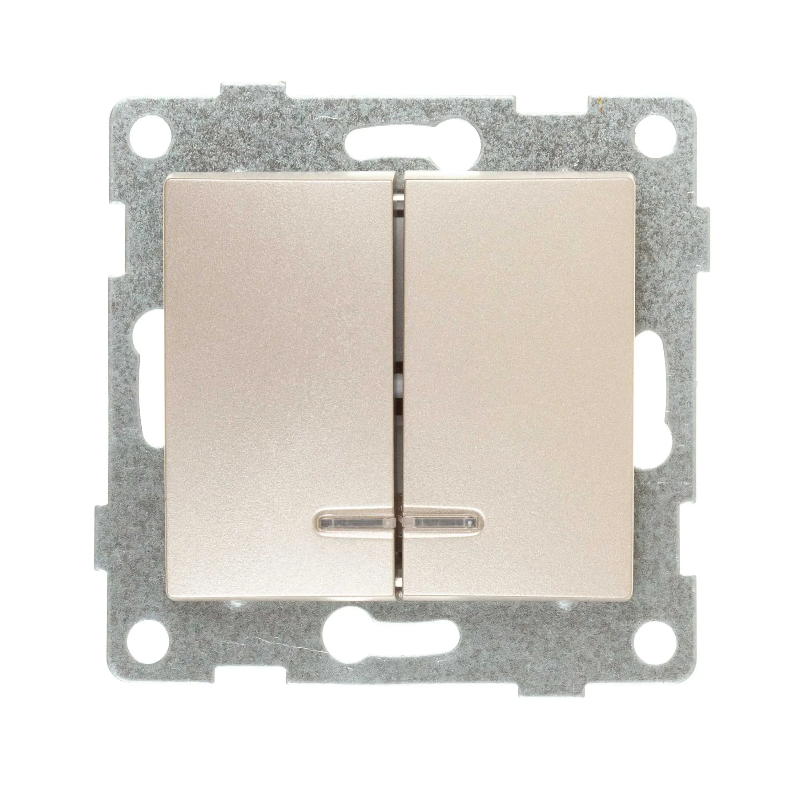 GUSI Bravo МЕХАНИЗМ Выключатель двухклавишный со светоиндикацией, скрытая  установка,  10А, 250В. Цвет: шампань GUSI Electric С10В28-027