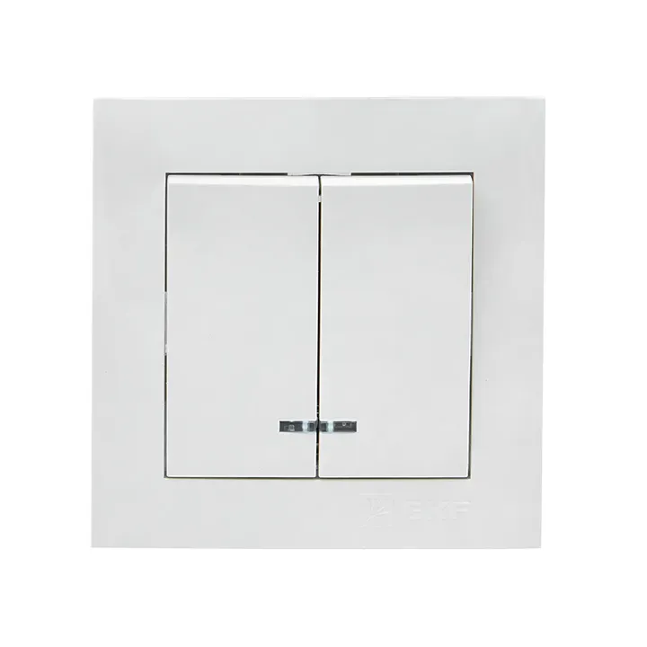 Валенсия выключатель 2-кл. 10А белый с индикатором EKF EWV10-123-10