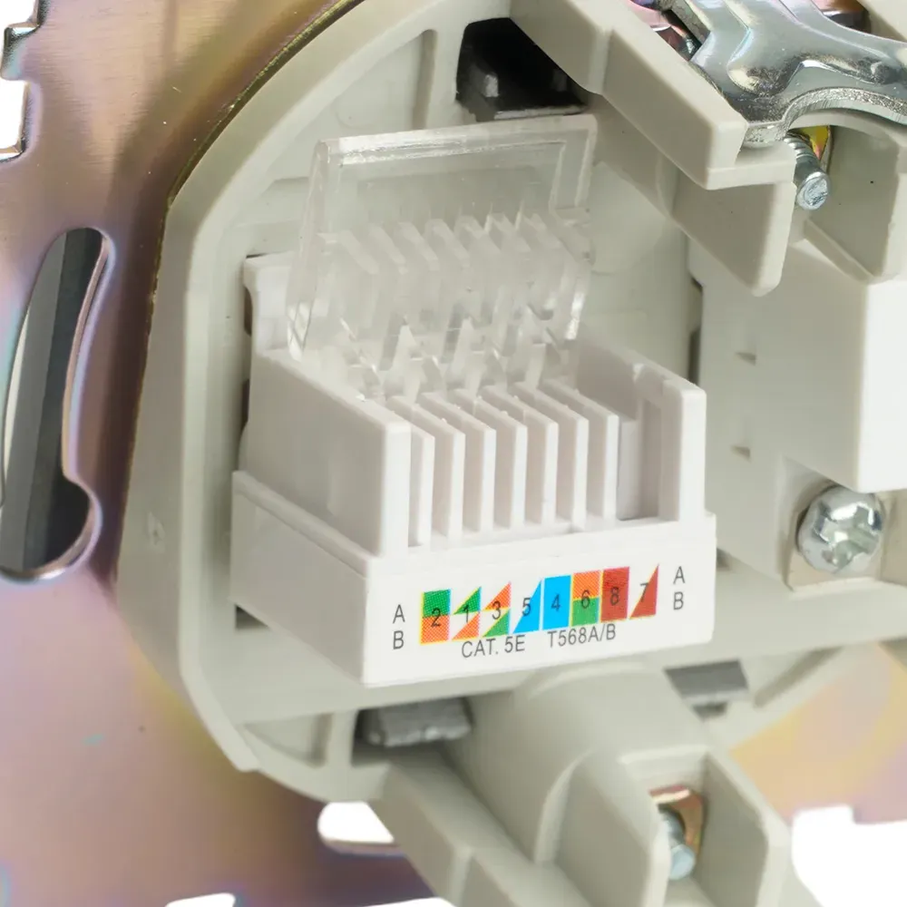 Розетка TV + компьютерная RJ-45 (механизм) серия Катрин графит STEKKER