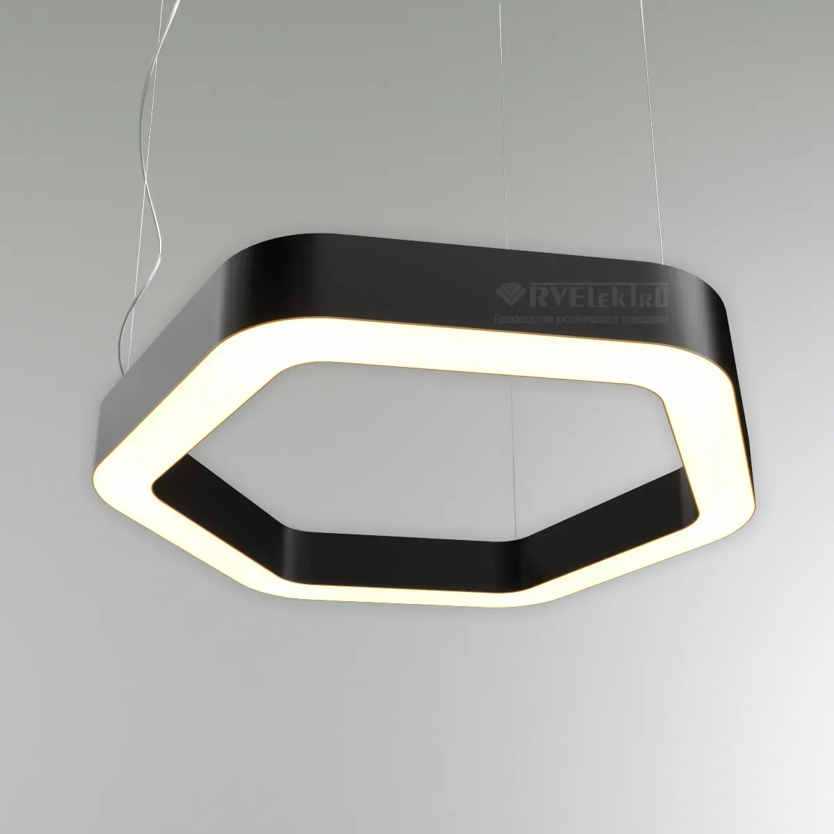 Светильник светодиодный RVE-LBX-HOLE-HEXA-SOFT-500-P (Шестиугольник закругл. с отв. 500х460х100мм S80мм 30Вт Подвесной 4000К Белый) RVElektro RVE00000728