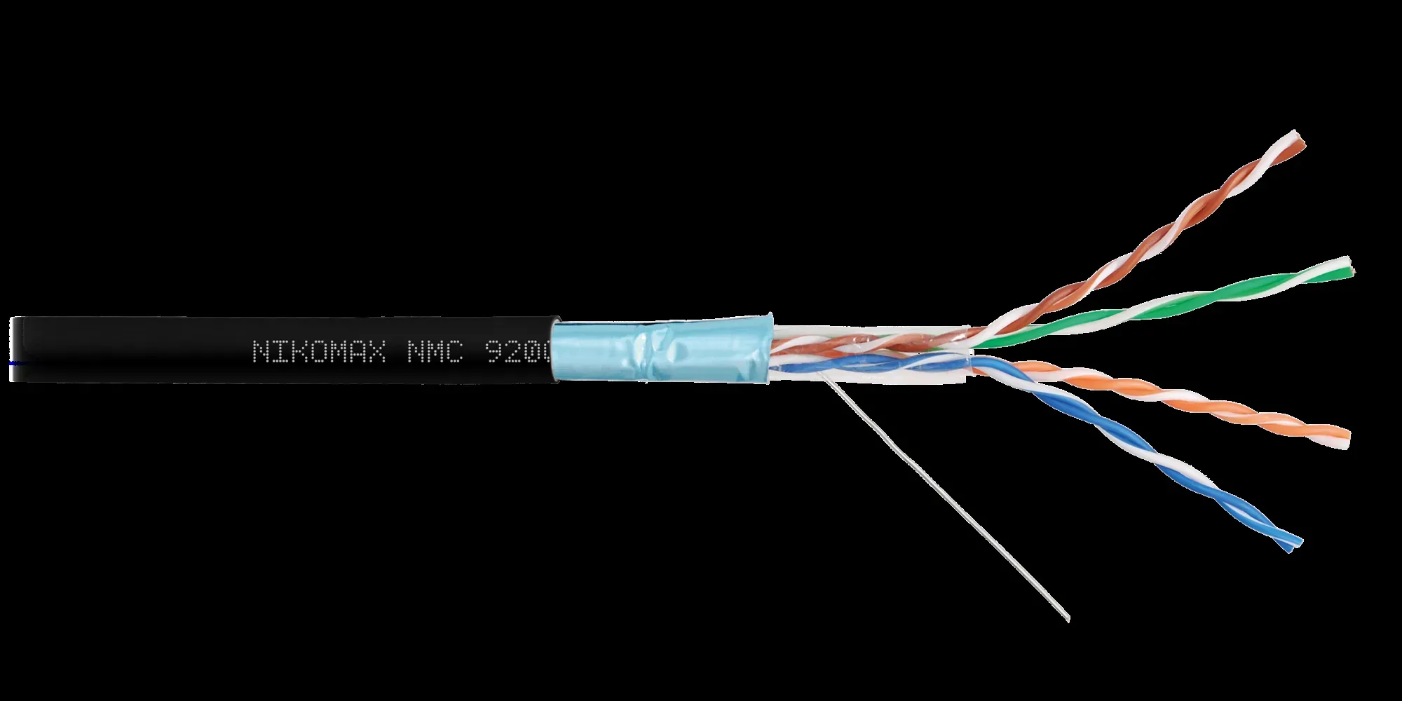 Витая пара F/UTP 4 пары Кат 5e solid BC AWG24 (0.52мм) IN LSZH нг(А)-HF черный 305м