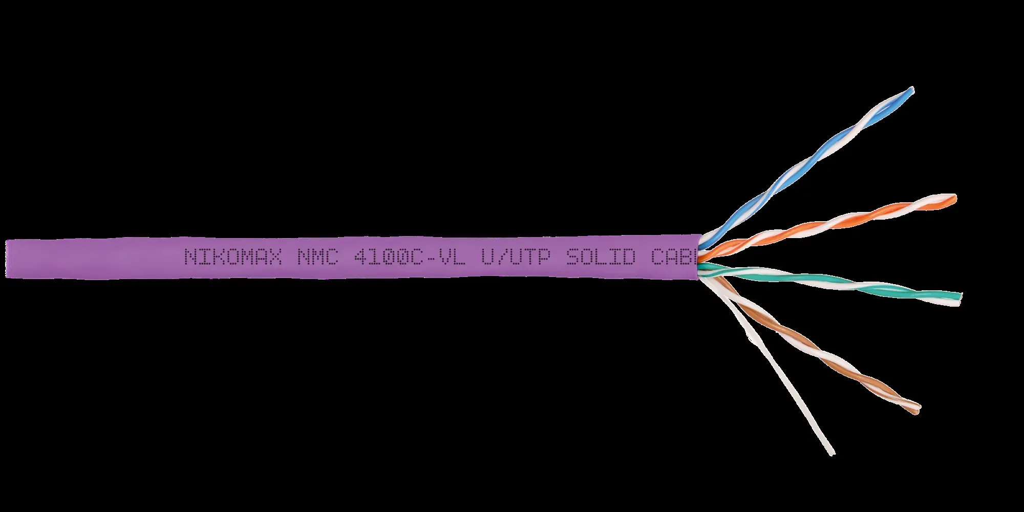 Витая пара U/UTP 4 пары Кат 5e solid BC AWG24 (0.51мм) IN LSZH нг(А)-HF фиолетовый 305м