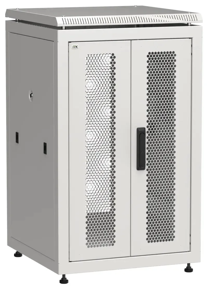 Шкаф напольный сетевой 19' linea n 18u 600х600мм передняя распашная перфорированная дверь задняя перфорированная серый ITK LN35-18U66-2PP