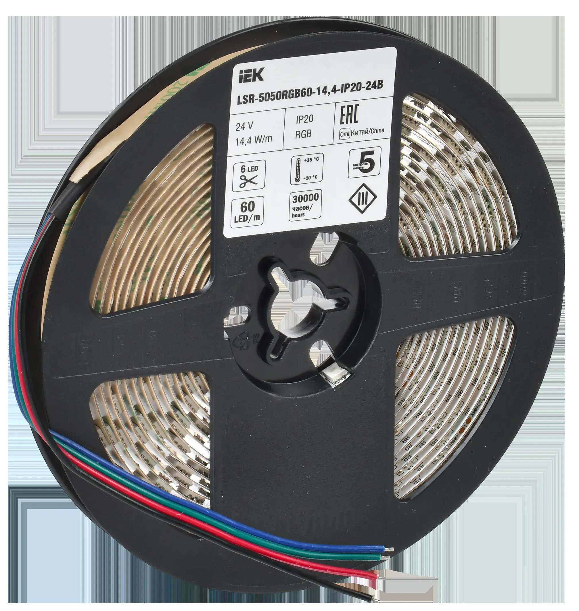 Лента светодиодная 5м LSR-5050RGB60-14,4-IP20-24В IEK