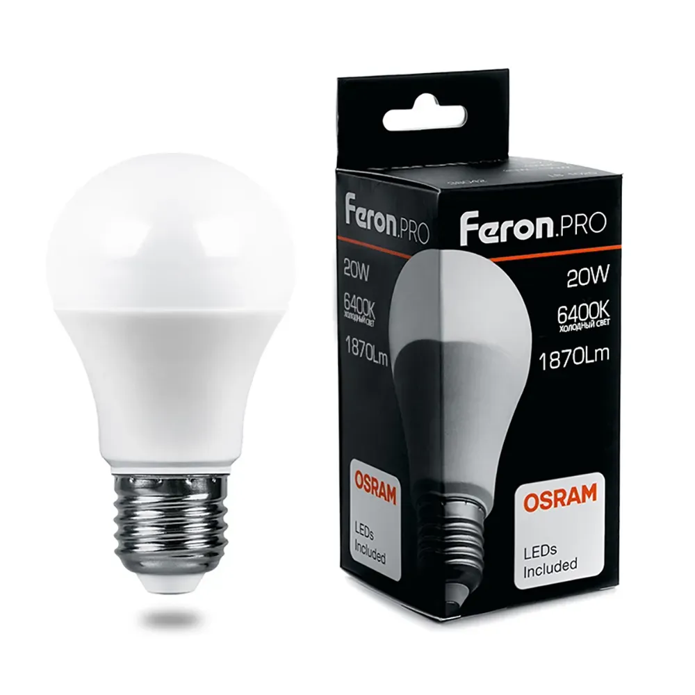 Лампа светодиодная led 20вт е27 дневной feron.pro STEKKER 38043