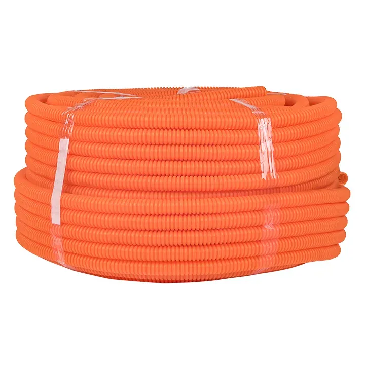 Труба пнд гибкая гофр. д.20мм, тяжёлая с протяжкой, 100м, цвет оранжевый EKF TPND-20-TO