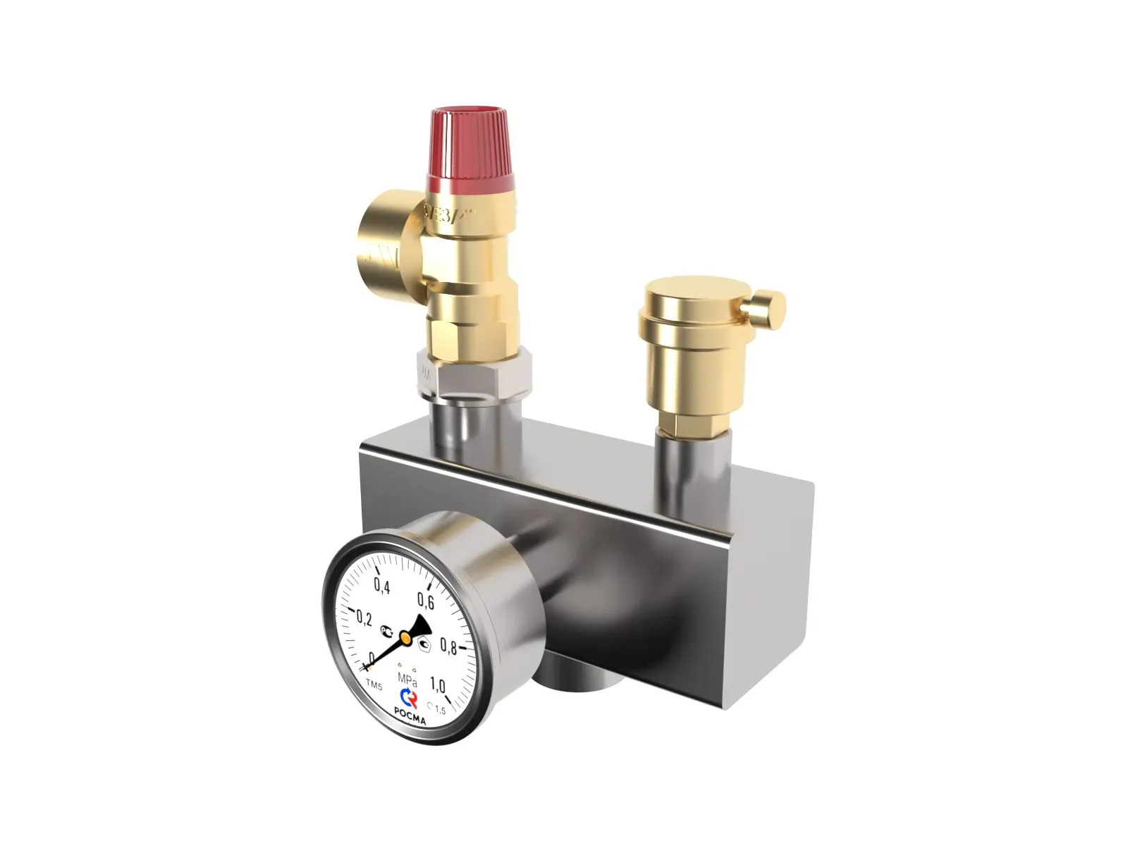 Группа безопасности котла до 100 кВт 3 бар BSGSS-100 (предохранительный клапан, воздухоотоводчик) Gidruss BS 20A00 20