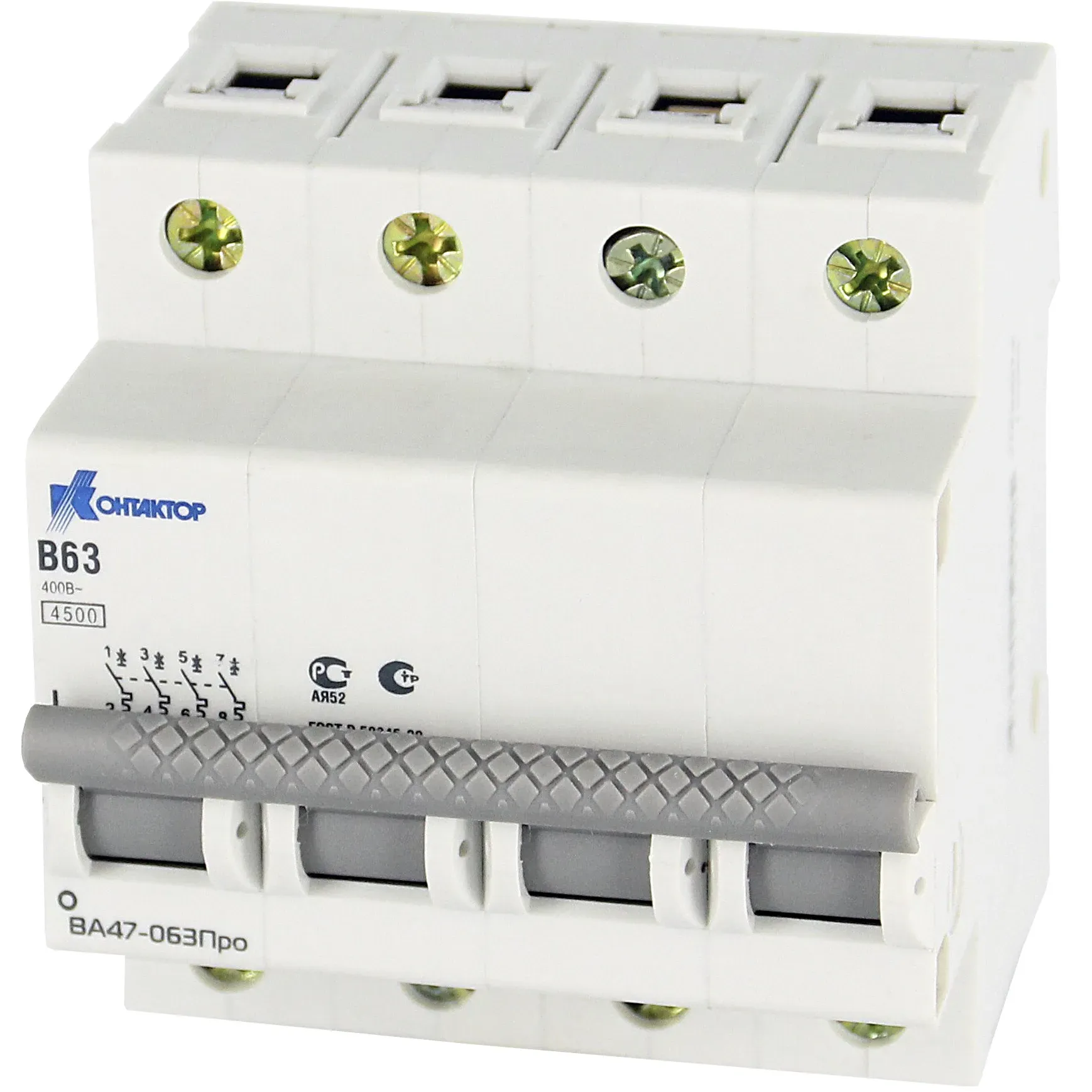 Выключатель автоматический четырехполюсный 6а с ва47-063про 4.5ka КОНТАКТОР УЛЬЯНОВСК 7000164